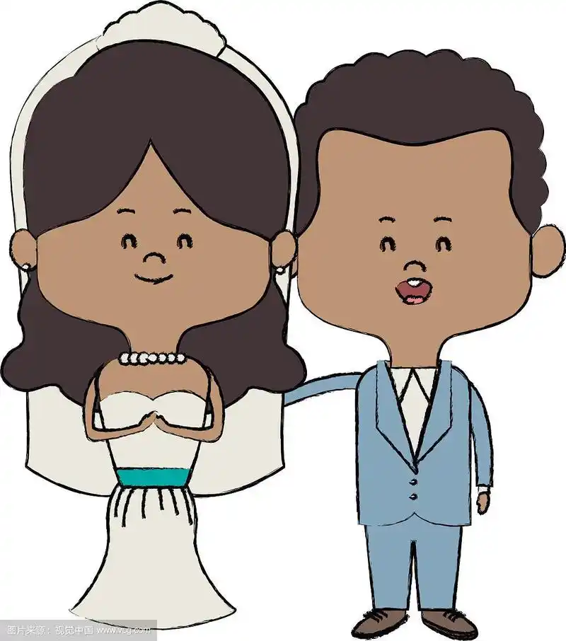 可爱的夫妻,丈夫,妻子穿着婚纱快乐