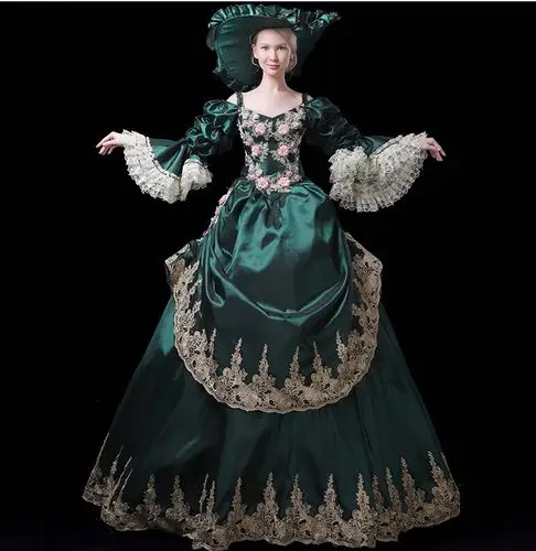 出租中世纪欧洲宫廷服装华丽长裙华尔兹舞蹈演出服欧式晚礼服现货