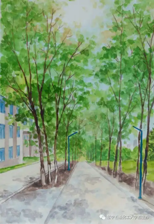 手绘石化大邀您共赏辽宁石油化工大学校园美景