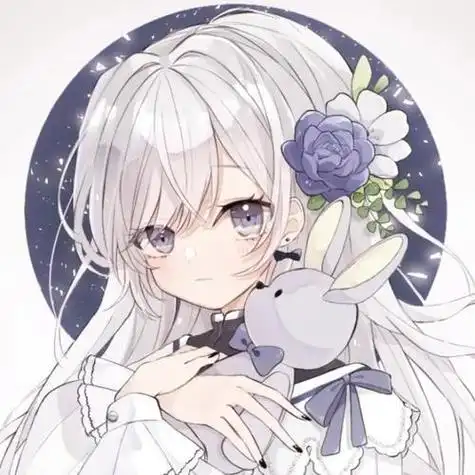 白发蓝瞳女生动漫头像