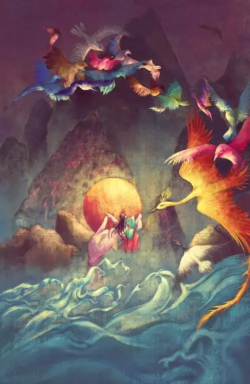 百鸟朝凤|插画|创作习作|泗巻花 - 原创作品 - 站酷 (zcool)