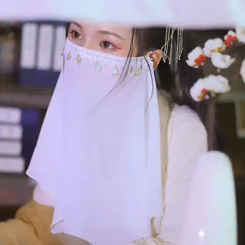 汉服面纱面帘纱巾遮脸古装配饰夏季防晒古风仙气流苏女头饰发饰女