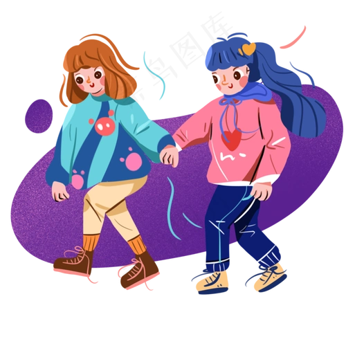 本素材作品名称为儿童节手拉手的小姐妹手绘png(2000x2000(dpi:200))