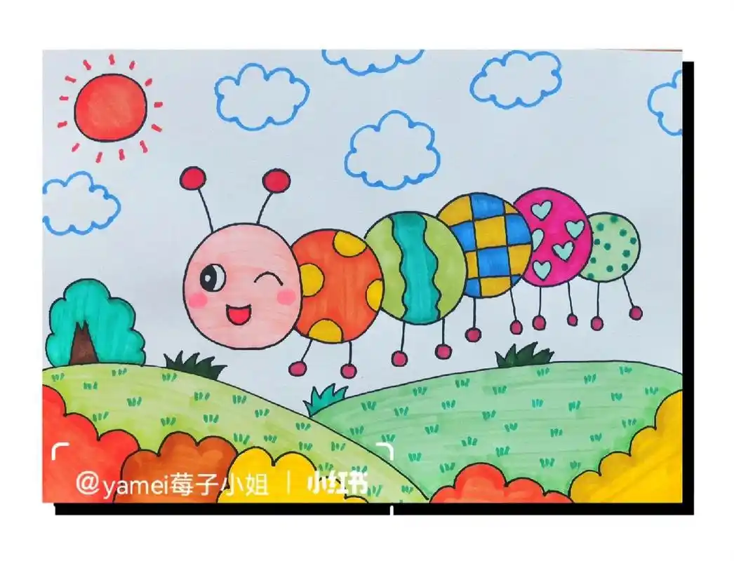毛毛虫超简单儿童画 儿童画初阶的小朋友可以画