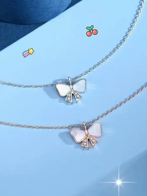 绝美60蝴蝶白贝母纯银轻奢锁骨链03