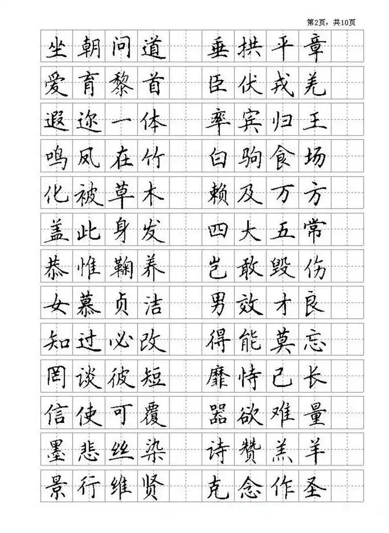 精品钢笔字帖欣赏:硬笔楷书《千字文》田字格版,硬笔练字好帖.
