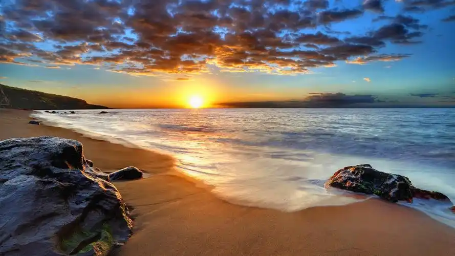 海边唯美日落海滩风景桌面壁纸