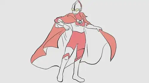 初代奥特曼与他帅气的披风儿童卡通简笔画