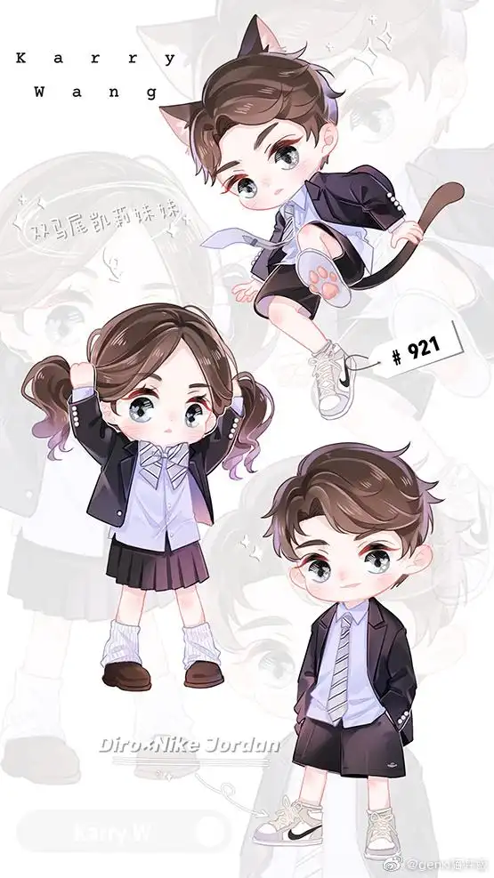 饭绘王俊凯一家三口,王总凯莉和凯喵都好可爱