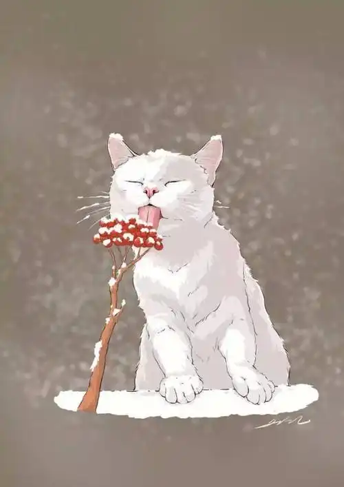 二次元# 超萌小猫水彩插画,真是太可爱了