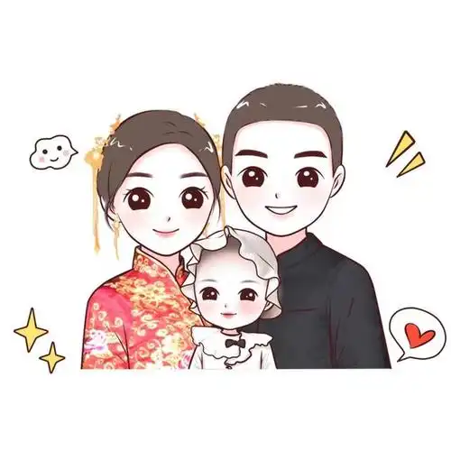 努力追求幸福,一家三口卡通头像,温馨又好看