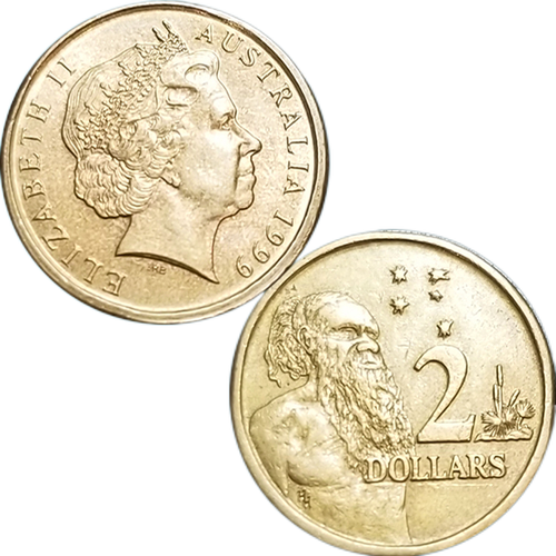 澳大利亚2圆硬币 1999--2019年 直径21mm加厚币 旧币八品【7天内发货