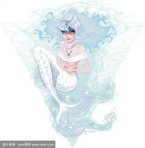 美人鱼用手在心脏上做记号.