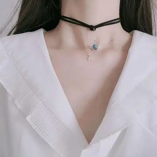 黑色浩瀚星球choker短款锁骨链女颈带个性小众项圈少女脖子饰品颈链女