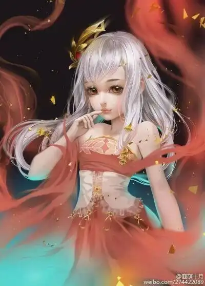 古风红衣白发银发