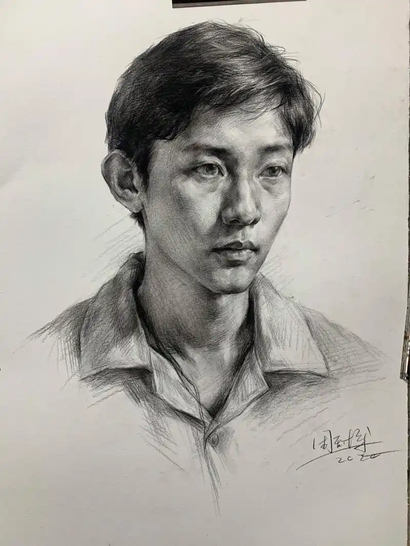 素描头像男青年步骤图解8815 画画小帅哥0769♂15～ 今天