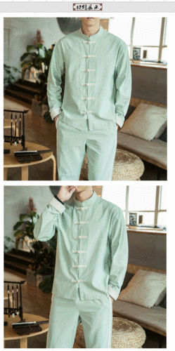 中国风男装汉服唐装中式衬衣服刺绣古风青年国潮改良练功宽松衬衫