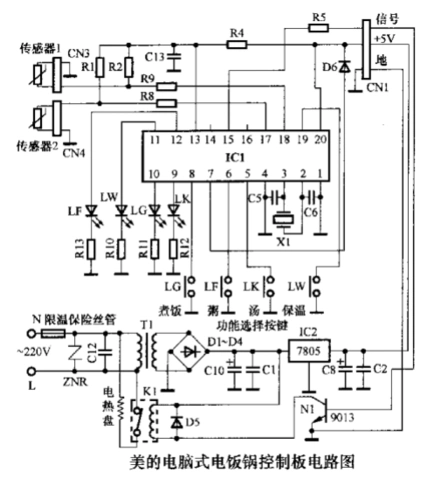 电饭锅原理图(三角牌电饭煲原理图与维修)
