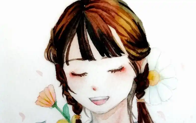 【水彩】新手向动漫日系治愈小萌妹,微笑是治愈伤口的良药,是黑暗生活
