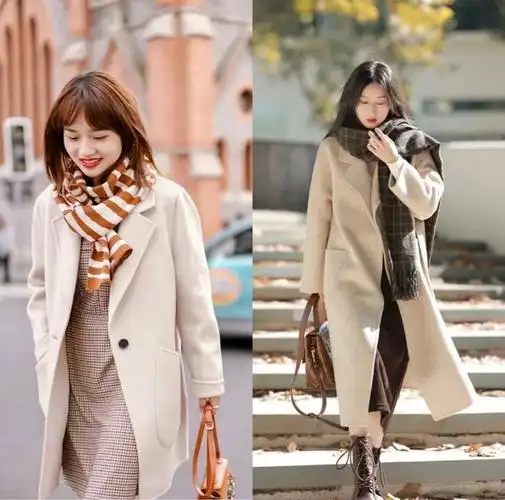 冬天大衣搭连衣裙优雅,大衣配半身裙得体