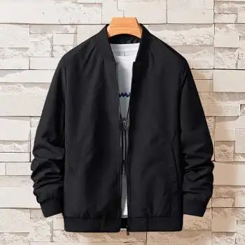 话衣潮夹克男外套飞行员机车茄克衫棒球服单衣褂子薄修身春春季黑色m