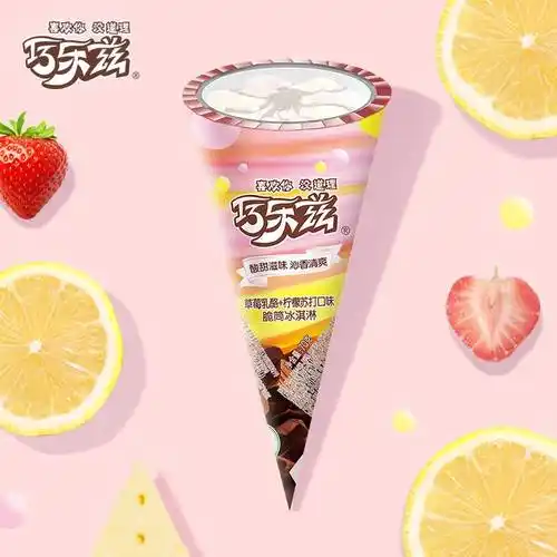 伊利巧乐兹草莓乳酪柠檬苏打口味脆筒冰淇淋雪糕70克6支盒推广