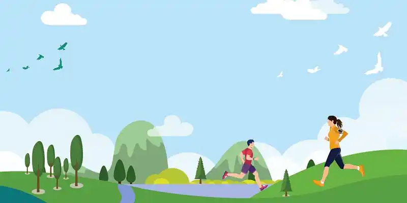 蓝色清新简约马拉松运动会蓝天背景素材