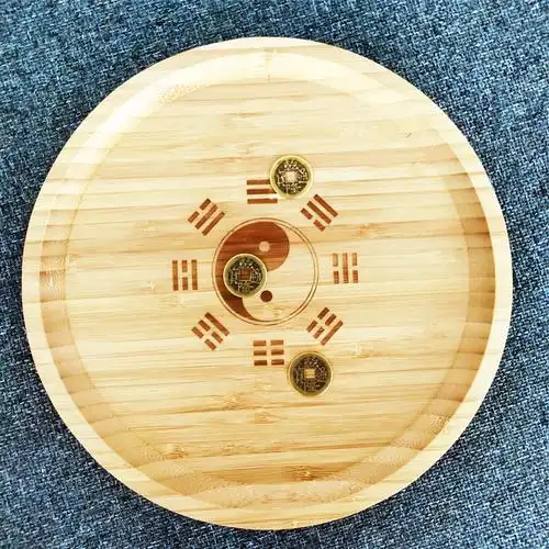 楠竹激光雕刻六爻卦周易经打卦摇卦盘先天后天八卦64卦六十四卦盘