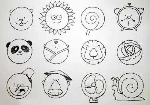 充分发挥自己的想象力 将你能想到的图案 赋予到每个圆形上 如:白熊