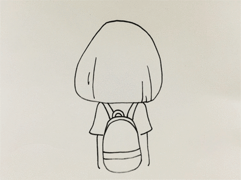 小女孩和小狗的背影简笔画