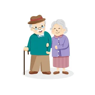 老人卡通夫妻俩素材
