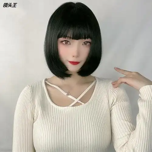假发女姫发式短发cos假毛日常黑色齐刘海直发日式公主切现货定制