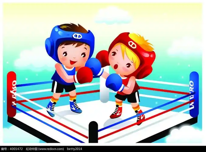 打拳击的小孩子时尚插画