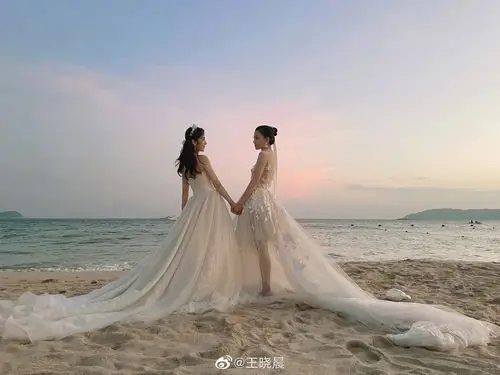 王晓晨晒海边婚纱照 仙气十足被赞最美新娘