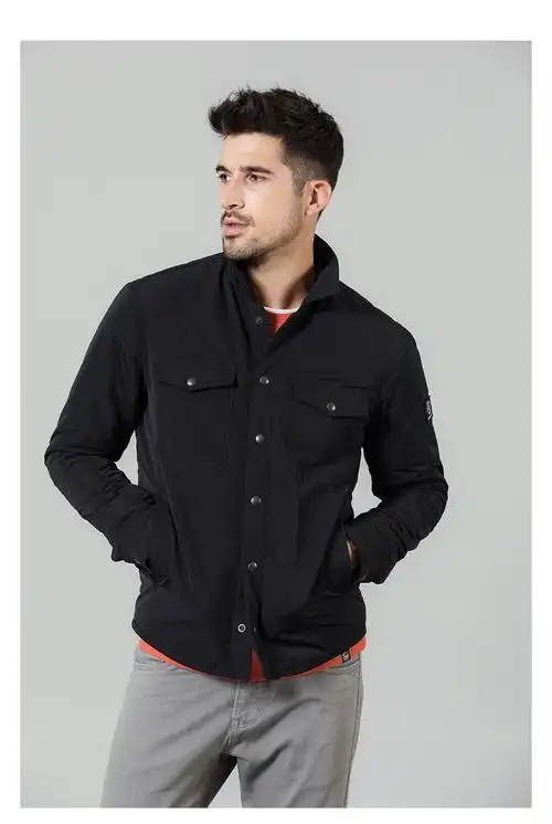 卡星登(kaxingdeng)轻奢男装简约秋冬新款短款棉衣手臂logo休闲棉服男