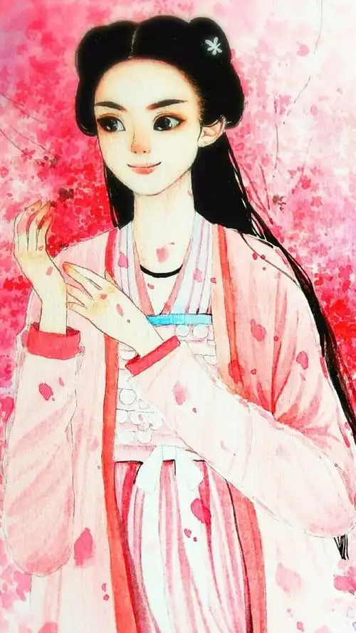 《花千骨》华千骨 赵丽颖 霍建华 锁屏壁纸 手绘插画 水彩手绘 by:官