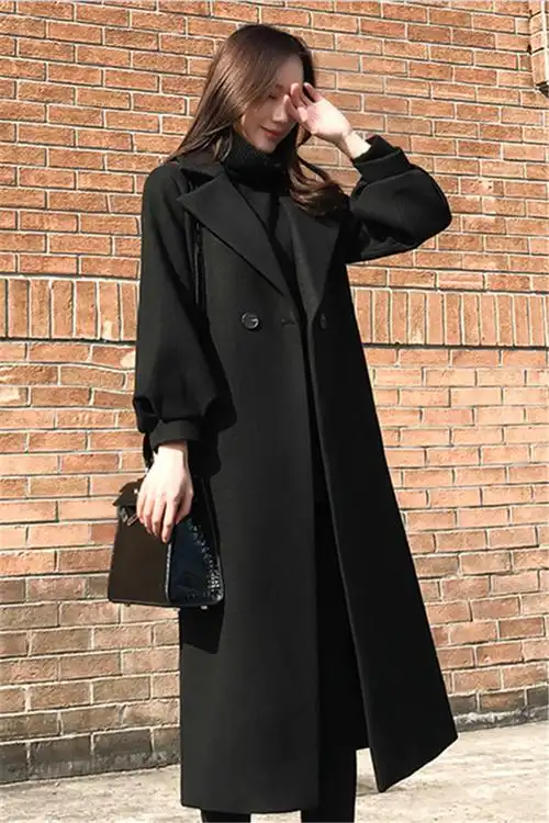 中长款修身毛呢大衣