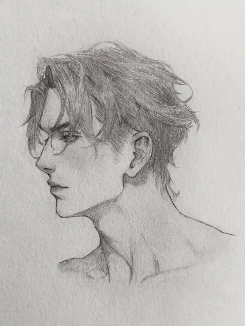 临摹了一幅厚涂的人物,这种侧脸线条画起来确实有种像山峰一样起伏的