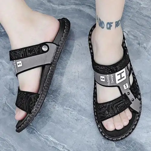 凉鞋男款2023新款夏季休闲外穿两用开车一字凉拖防滑沙滩鞋