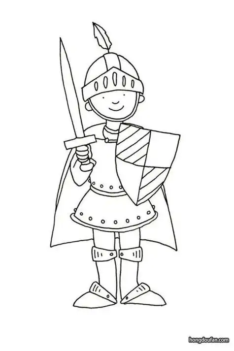 卡通简笔画骑士
