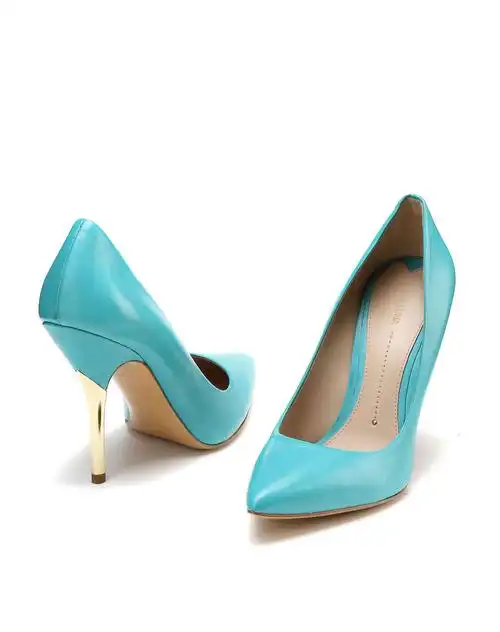 stella luna蓝绿色简约尖头高跟单鞋