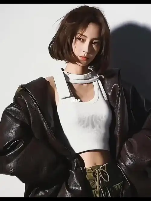 angelababy机车短发造型