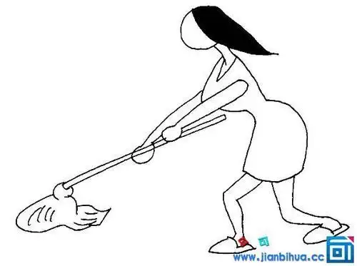 妈妈做家务拖地的简笔画