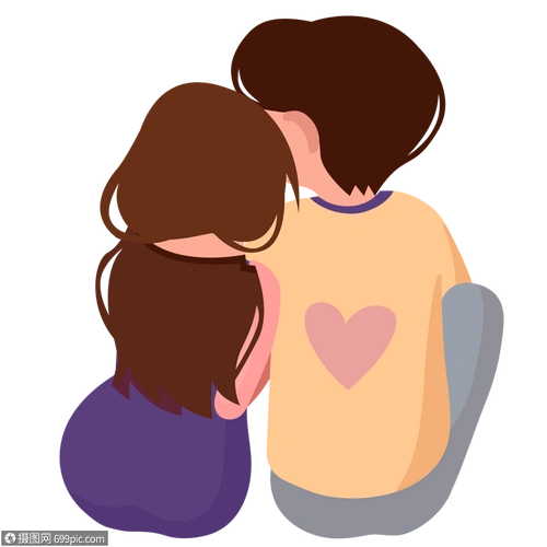 情侣背影装饰素材图案卡通人物