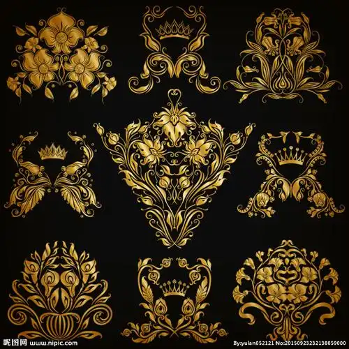 金色花纹设计矢量素材设计图__花边花纹_底纹边框_设计图库_昵图网