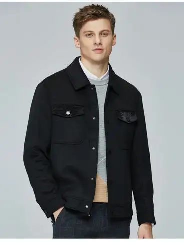 品牌男装羊毛夹克男2021春季新款潮流港风多口袋工装男士休闲外套款