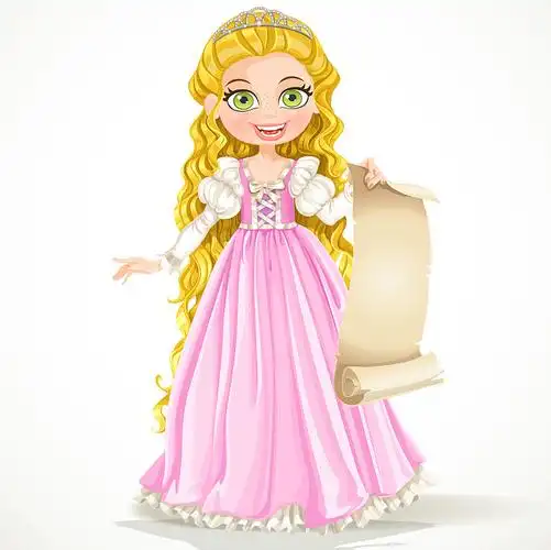 穿着粉红色连衣裙的长发公主图片