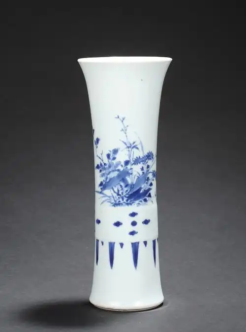 【明崇祯 青花花鸟花觚】拍卖品_图片_价格_鉴赏_明代青花瓷器_雅昌
