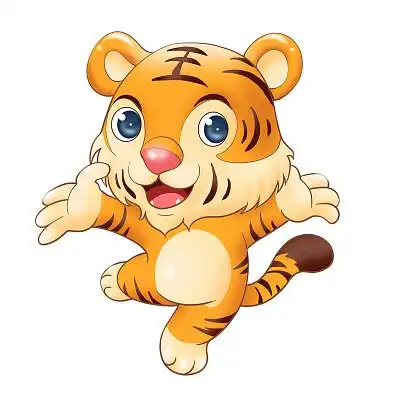 卡通呆萌拟人开心的小老虎插画元素老虎元素