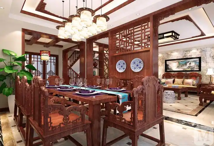 通过中式的风格,表达对清雅含蓄,端庄丰华,在造型上,利用传统中式符号